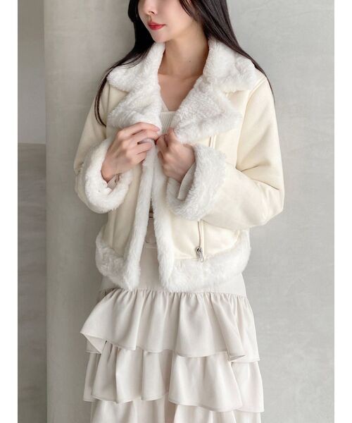 RESEXXY（リゼクシー）の「フェイクムートンブルゾン（ブルゾン・レディース・ブラック/アイボリー・FREE）」の8枚目の写真