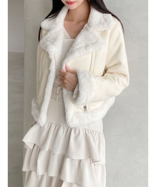 RESEXXY（リゼクシー）の「フェイクムートンブルゾン（ブルゾン・レディース・ブラック/アイボリー・FREE）」の9枚目の写真