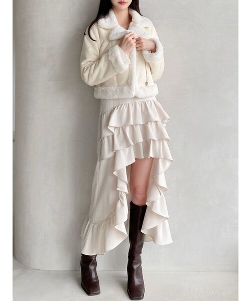 RESEXXY（リゼクシー）の「フェイクムートンブルゾン（ブルゾン・レディース・ブラック/アイボリー・FREE）」の10枚目の写真