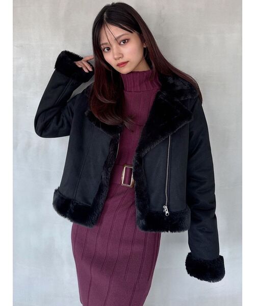 RESEXXY（リゼクシー）の「フェイクムートンブルゾン（ブルゾン・レディース・ブラック/アイボリー・FREE）」の13枚目の写真