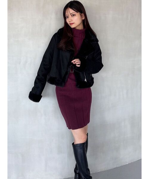 RESEXXY（リゼクシー）の「フェイクムートンブルゾン（ブルゾン・レディース・ブラック/アイボリー・FREE）」の15枚目の写真