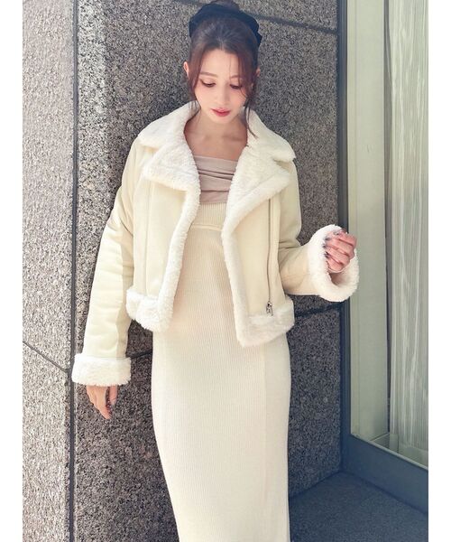 RESEXXY（リゼクシー）の「フェイクムートンブルゾン（ブルゾン・レディース・ブラック/アイボリー・FREE）」の18枚目の写真