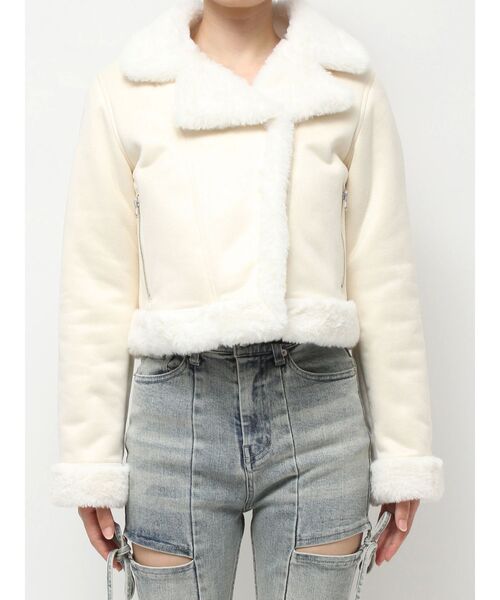 RESEXXY（リゼクシー）の「フェイクムートンブルゾン（ブルゾン・レディース・ブラック/アイボリー・FREE）」の20枚目の写真