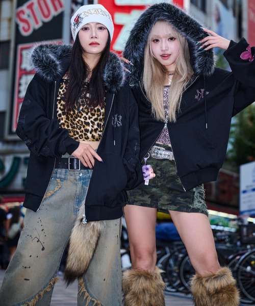 A'gem9×.kom エンジェルファー付きジップパーカー A'GEM/9 × .kom 『A'GEM/9/エージェムナイン』 エンジェルファー付き