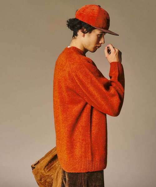 ジーフォアオレンジ カラーブロック ニットセーター ジーフォア