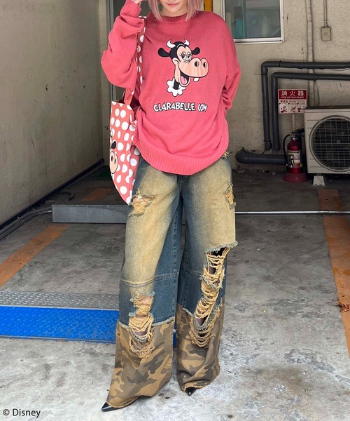 Disney/ディズニー/クララベル】サテン刺しゅうニット（ニット