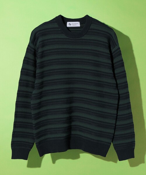 City Ambient Products（シティアンビエントプロダクツ）の「City Ambient Products: 〈手洗い可能〉7ゲージ ランダム ボーダー クルーネック ニット（ニット/セーター・メンズ・ネイビー/ブラック/グレー・MEDIUM/SMALL/LARGE）」の3枚目の写真
