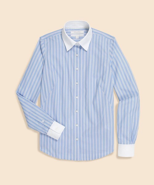 Cristaseya クレリックストライプシャツ M ブルー ホワイト コットン BROOKS BROTHERS（ブルックスブラザーズ）の「コットンストレッチ