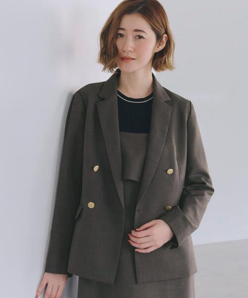 grove（グローブ）の「【カセット服】ダブルブレストテーラードジャケット（テーラードジャケット・レディース・ブラウン系その他/ネイビー系5/ライトベージュ・02/03/05/04/01）」の2枚目の写真