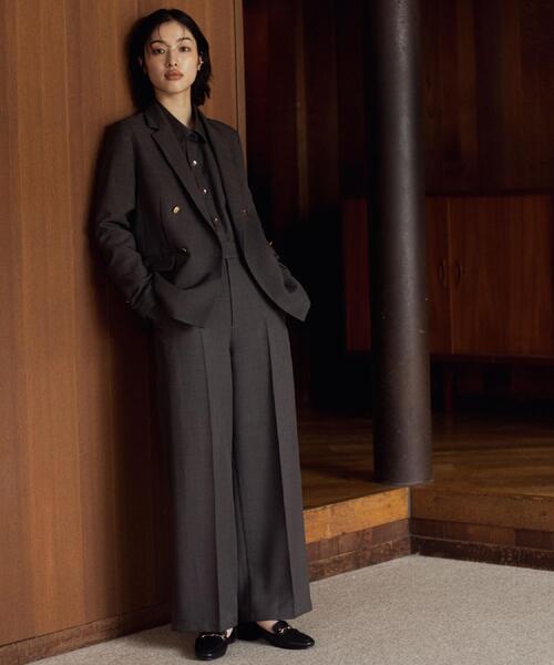 grove（グローブ）の「【カセット服】ダブルブレストテーラードジャケット（テーラードジャケット・レディース・ブラウン系その他/ネイビー系5/ライトベージュ・02/03/05/04/01）」の4枚目の写真