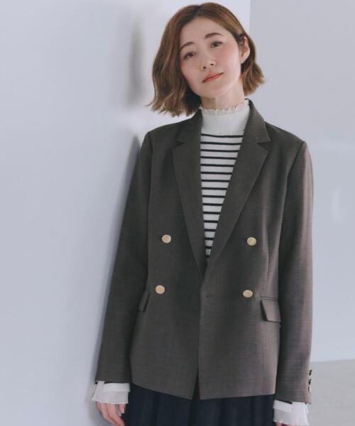 grove（グローブ）の「【カセット服】ダブルブレストテーラードジャケット（テーラードジャケット・レディース・ブラウン系その他/ネイビー系5/ライトベージュ・02/03/05/04/01）」の5枚目の写真