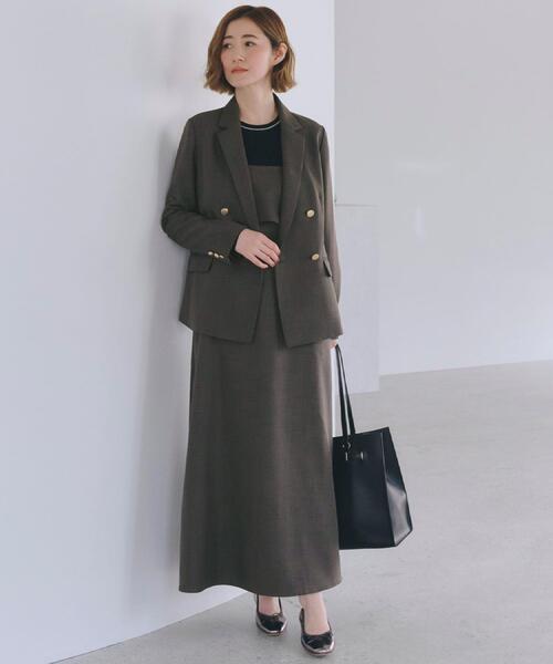 grove（グローブ）の「【カセット服】ダブルブレストテーラードジャケット（テーラードジャケット・レディース・ブラウン系その他/ネイビー系5/ライトベージュ・02/03/05/04/01）」の7枚目の写真