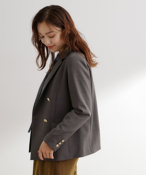 grove（グローブ）の「【カセット服】ダブルブレストテーラードジャケット（テーラードジャケット・レディース・ブラウン系その他/ネイビー系5/ライトベージュ・02/03/05/04/01）」の11枚目の写真