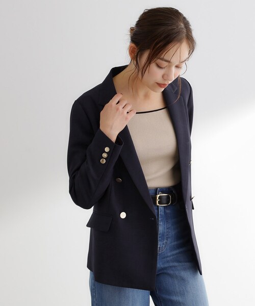 grove（グローブ）の「【カセット服】ダブルブレストテーラードジャケット（テーラードジャケット・レディース・ブラウン系その他/ネイビー系5/ライトベージュ・02/03/05/04/01）」の22枚目の写真