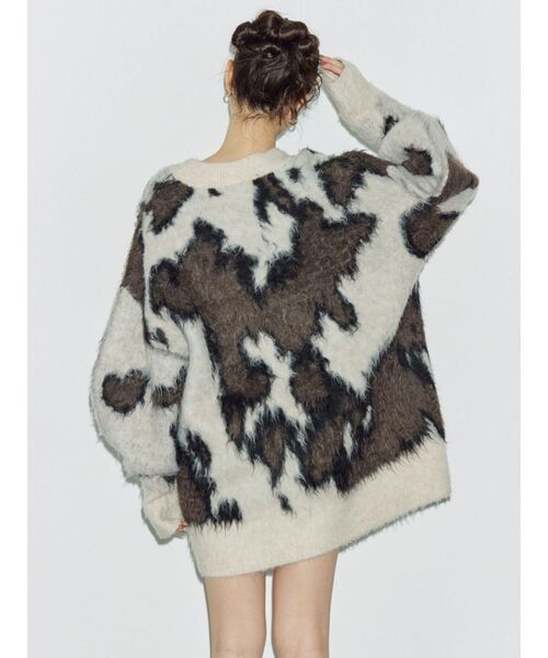 EVRIS（エヴリス）の「アニマルシャギーオーバーサイズニットトップス（ニット/セーター・レディース・ネイビー/グレー/ブラック/ホワイト・FREE）」の18枚目の写真