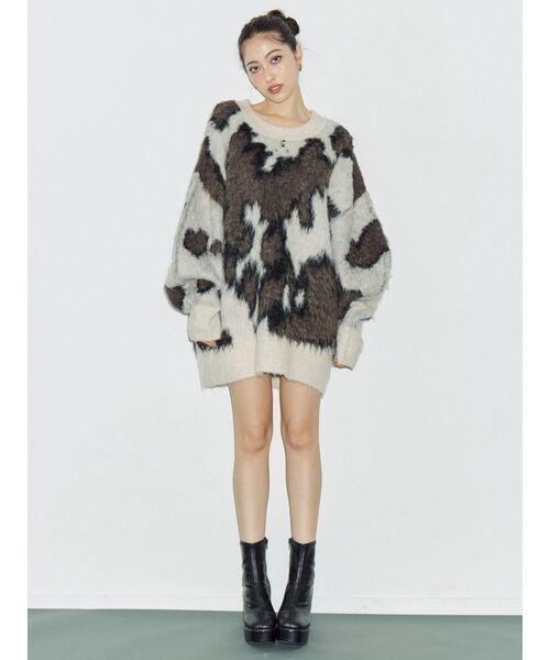 EVRIS（エヴリス）の「アニマルシャギーオーバーサイズニットトップス（ニット/セーター・レディース・ネイビー/グレー/ブラック/ホワイト・FREE）」の21枚目の写真