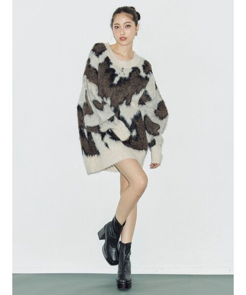 EVRIS（エヴリス）の「アニマルシャギーオーバーサイズニットトップス（ニット/セーター・レディース・ネイビー/グレー/ブラック/ホワイト・FREE）」の22枚目の写真