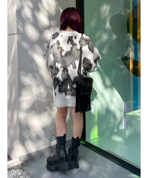 EVRIS（エヴリス）の「アニマルシャギーオーバーサイズニットトップス（ニット/セーター・レディース・ネイビー/グレー/ブラック/ホワイト・FREE）」の10枚目の写真