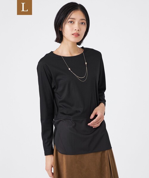TRANS WORK（トランスワーク）の「【L】【ウォッシャブル】セルローススムースカットソー（Tシャツ/カットソー・レディース・オフホワイト/ブラック/ホワイト・44/46）」の3枚目の写真