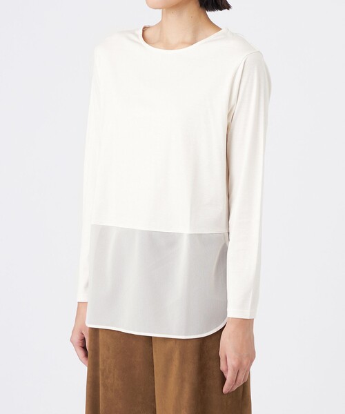 TRANS WORK（トランスワーク）の「【L】【ウォッシャブル】セルローススムースカットソー（Tシャツ/カットソー・レディース・オフホワイト/ブラック/ホワイト・44/46）」の5枚目の写真