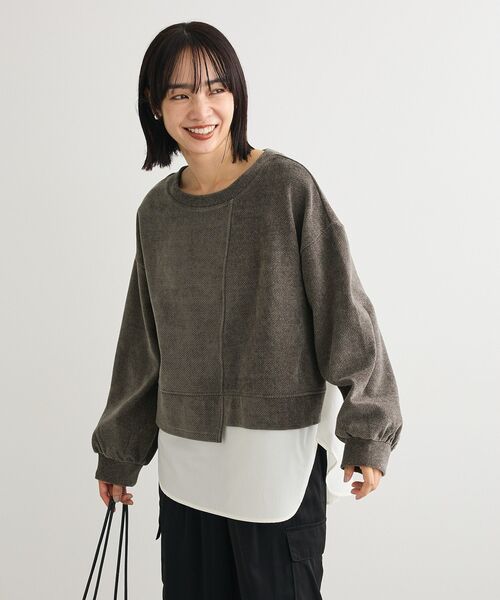 Green　Parks（グリーンパークス）の「カットコーデュロイドッキングプルオーバー（Tシャツ/カットソー・レディース・グリーン系その他3/ホワイト系その他2/グレー/ネイビー・FREE）」の17枚目の写真