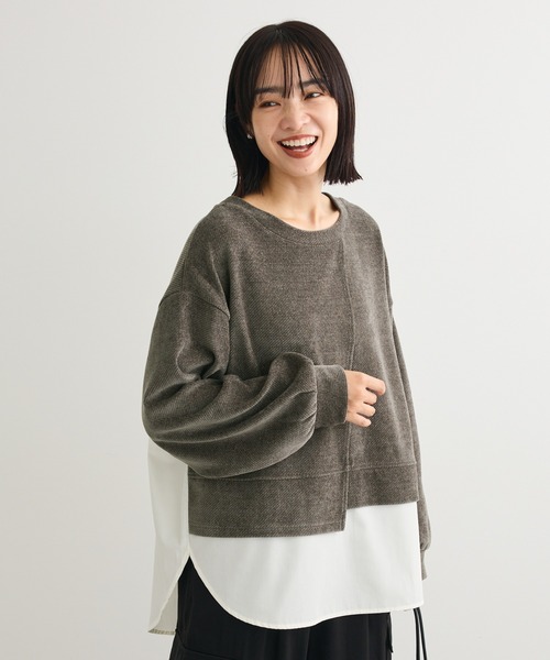 Green　Parks（グリーンパークス）の「カットコーデュロイドッキングプルオーバー（Tシャツ/カットソー・レディース・グリーン系その他3/ホワイト系その他2/グレー/ネイビー・FREE）」の3枚目の写真