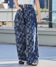 AO2（アオズ）の「パッチワーク風デニムワイドパンツ（デニムパンツ）」
