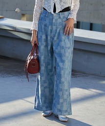 AO2（アオズ）の「パッチワーク風デニムワイドパンツ（デニムパンツ）」