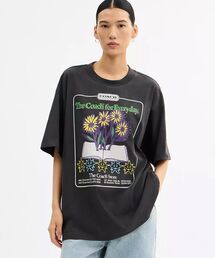 コーチ COACH Tシャツ 半袖 シグネチャー Cロゴ リンガー 総柄 黒 シグネチャー リンガー Tシャツ（Tシャツ/カットソー）｜COACH