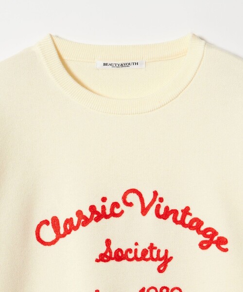 BEAUTY&YOUTH　ロゴ クルーネック ニットプルオーバー ロゴクルーネック ニットプルオーバー ウォッシャブル