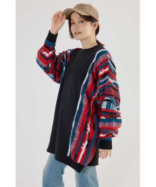 RODEO CROWNS WIDE BOWL（ロデオクラウンズワイドボウル）の「3D マルチカラーニットドッキングチュニック（チュニック・レディース・ベージュ系その他/ブラック系その他/ブルー系その他3/ブルー系その他2・FREE）」の6枚目の写真