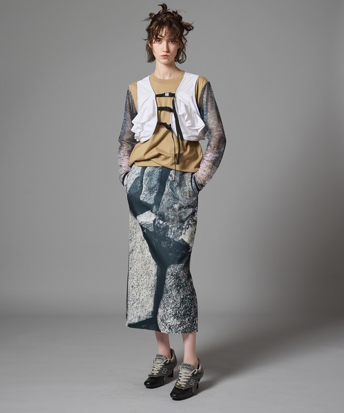 NON TOKYO(ノントーキョー)の「PRINT RIB SKIRT(スカート・レディース・ブラック×グレー/グリーン系/マルチ・FREE)」の10枚目の写真