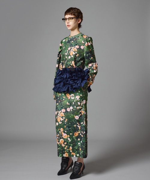 NON TOKYO(ノントーキョー)の「PRINT RIB SKIRT(スカート・レディース・ブラック×グレー/グリーン系/マルチ・FREE)」の9枚目の写真