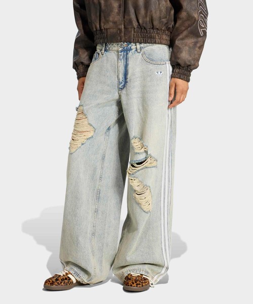 セール】ADIDAS ORIGINALSルーズデニムディストレストパンツ