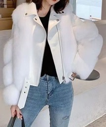 deux amour（ドゥーザムール）の「ファー切り替え合皮ライダースジャケット（ライダースジャケット）」