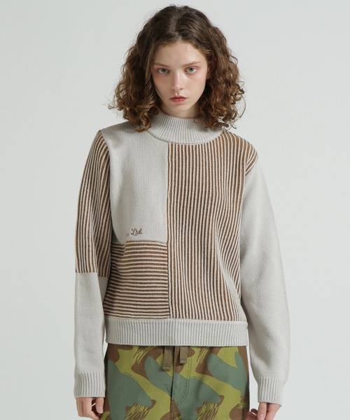 AVIREX(アヴィレックス)の「《直営店限定》MELANGE SWITCHING KINT PULLOVER/メランジニット(ニット/セーター・レディース・アイボリー/チャコールグレー/ブルー・F)」の2枚目の写真
