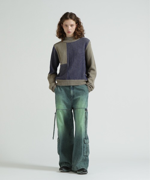 AVIREX(アヴィレックス)の「《直営店限定》MELANGE SWITCHING KINT PULLOVER/メランジニット(ニット/セーター・レディース・アイボリー/チャコールグレー/ブルー・F)」の5枚目の写真