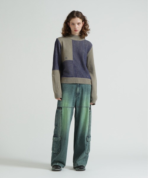 AVIREX(アヴィレックス)の「《直営店限定》MELANGE SWITCHING KINT PULLOVER/メランジニット(ニット/セーター・レディース・アイボリー/チャコールグレー/ブルー・F)」の6枚目の写真