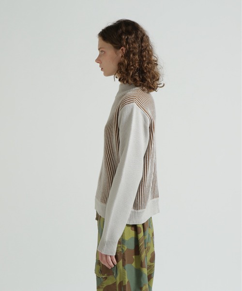 AVIREX(アヴィレックス)の「《直営店限定》MELANGE SWITCHING KINT PULLOVER/メランジニット(ニット/セーター・レディース・アイボリー/チャコールグレー/ブルー・F)」の11枚目の写真
