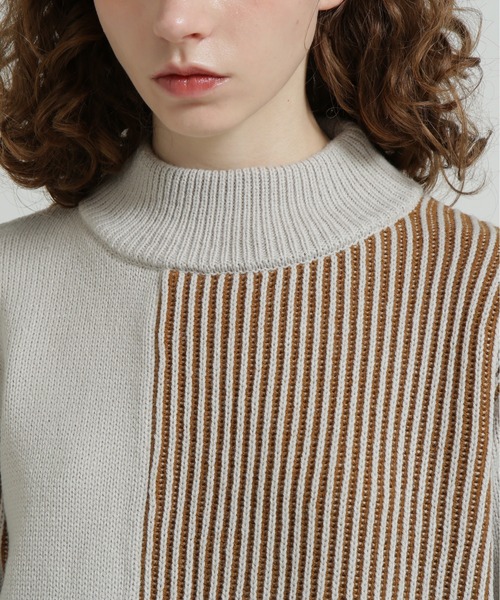 AVIREX(アヴィレックス)の「《直営店限定》MELANGE SWITCHING KINT PULLOVER/メランジニット(ニット/セーター・レディース・アイボリー/チャコールグレー/ブルー・F)」の13枚目の写真