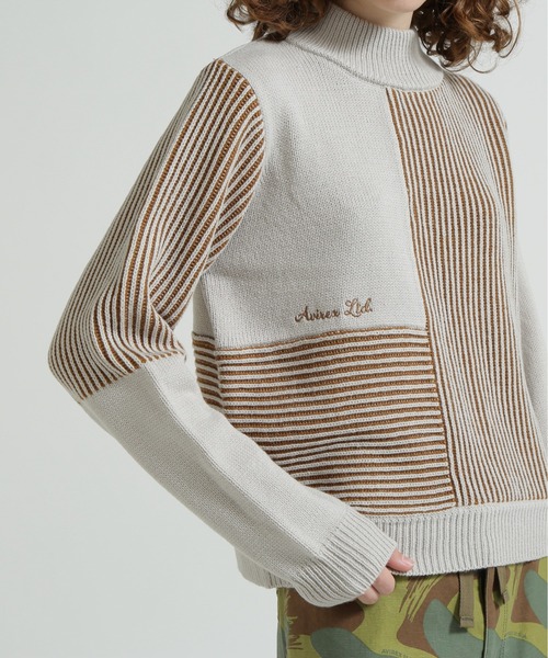 AVIREX(アヴィレックス)の「《直営店限定》MELANGE SWITCHING KINT PULLOVER/メランジニット(ニット/セーター・レディース・アイボリー/チャコールグレー/ブルー・F)」の14枚目の写真