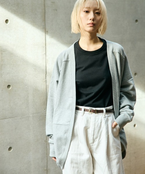 rehacer(レアセル)の「rehacer : Dolman Wide Drape Cardigan Made in Japan / ドルマンワイドドレープカーディガン(カーディガン/ボレロ・レディース・グレー/グリーン・SMALL)」の3枚目の写真