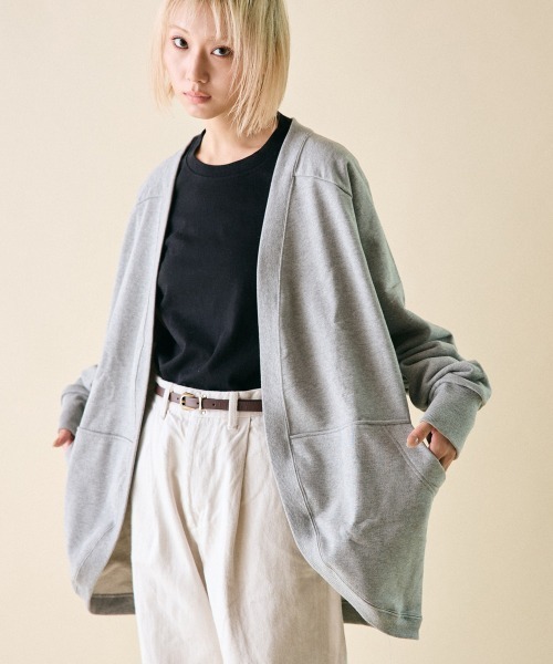 rehacer(レアセル)の「rehacer : Dolman Wide Drape Cardigan Made in Japan / ドルマンワイドドレープカーディガン(カーディガン/ボレロ・レディース・グレー/グリーン・SMALL)」の5枚目の写真