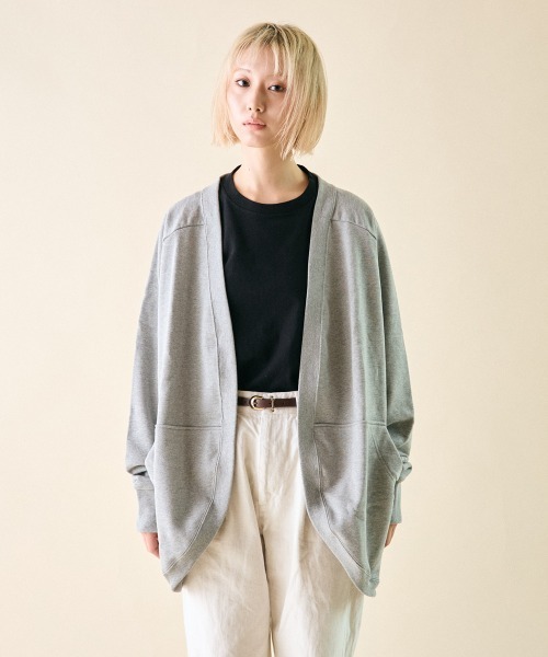 rehacer(レアセル)の「rehacer : Dolman Wide Drape Cardigan Made in Japan / ドルマンワイドドレープカーディガン(カーディガン/ボレロ・レディース・グレー/グリーン・SMALL)」の7枚目の写真