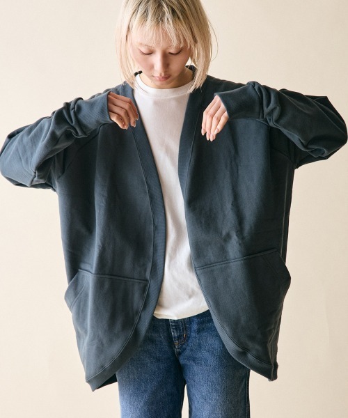 rehacer(レアセル)の「rehacer : Dolman Wide Drape Cardigan Made in Japan / ドルマンワイドドレープカーディガン(カーディガン/ボレロ・レディース・グレー/グリーン・SMALL)」の9枚目の写真