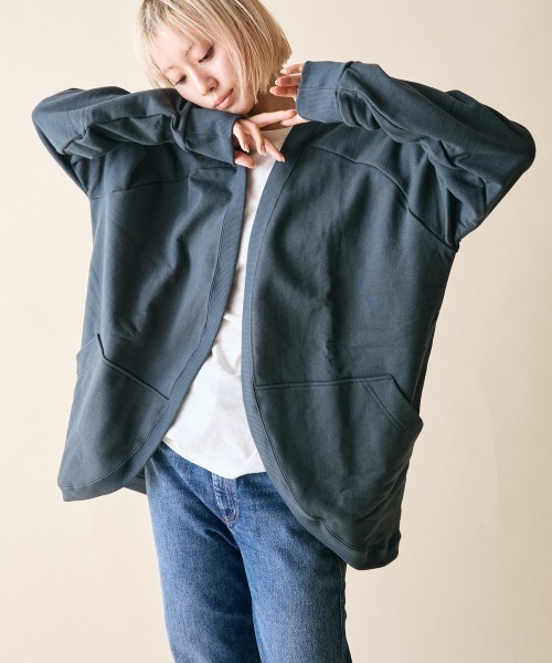 rehacer(レアセル)の「rehacer : Dolman Wide Drape Cardigan Made in Japan / ドルマンワイドドレープカーディガン(カーディガン/ボレロ・レディース・グレー/グリーン・SMALL)」の10枚目の写真
