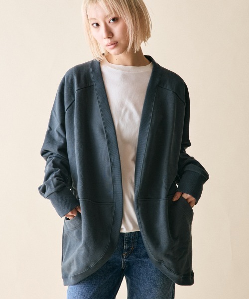 rehacer(レアセル)の「rehacer : Dolman Wide Drape Cardigan Made in Japan / ドルマンワイドドレープカーディガン(カーディガン/ボレロ・レディース・グレー/グリーン・SMALL)」の12枚目の写真