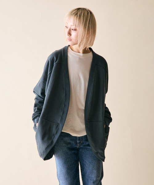 rehacer(レアセル)の「rehacer : Dolman Wide Drape Cardigan Made in Japan / ドルマンワイドドレープカーディガン(カーディガン/ボレロ・レディース・グレー/グリーン・SMALL)」の13枚目の写真