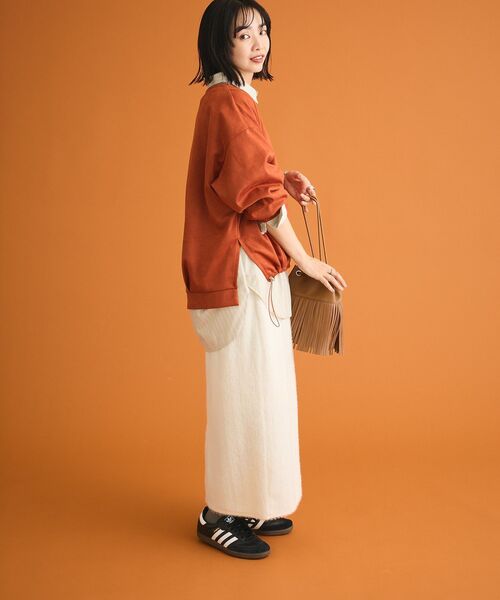 Green Parks(グリーンパークス)の「楽ちんシャギーIラインスカート(スカート・レディース・ブラウン/ブラック/アイボリー・FREE)」の7枚目の写真