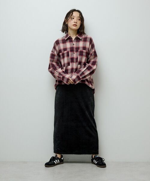 Green Parks(グリーンパークス)の「楽ちんシャギーIラインスカート(スカート・レディース・ブラウン/ブラック/アイボリー・FREE)」の8枚目の写真